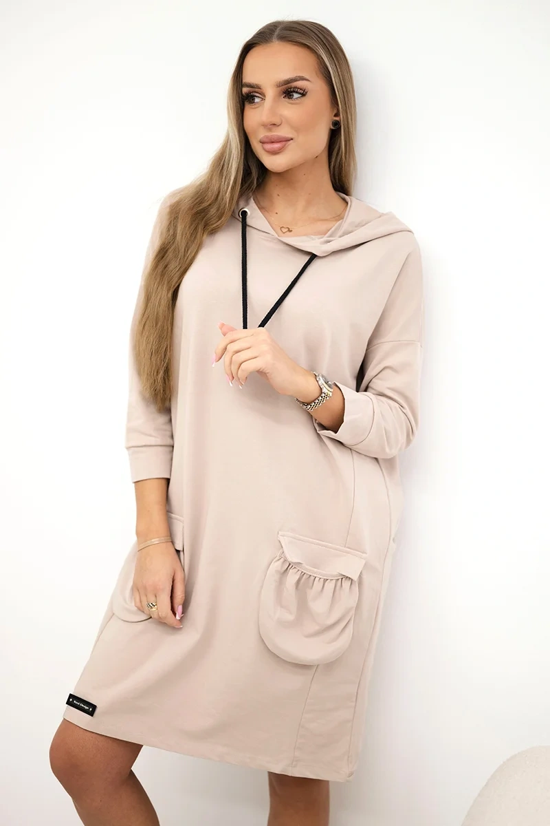 Beige dress with hood
