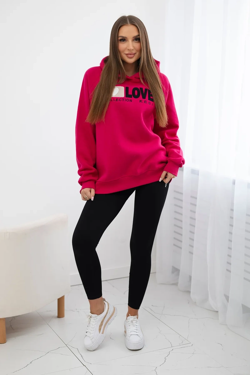 Cotton insulated hoodie in fuchsia