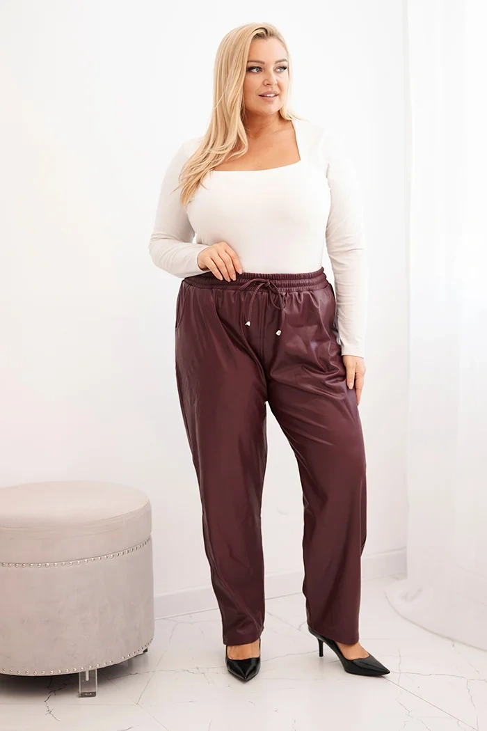 Plus size nohavice z umelej kože