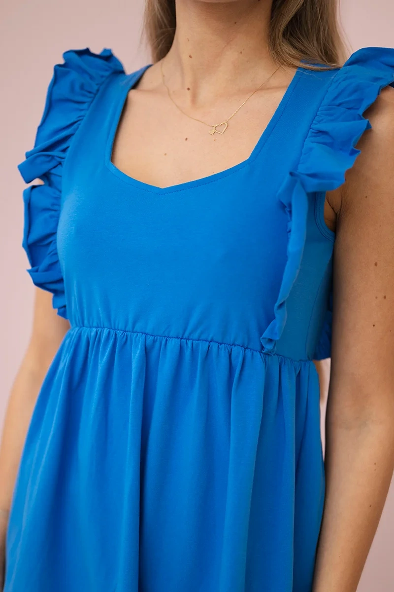 Dress with ruffles on the sides purple-blue