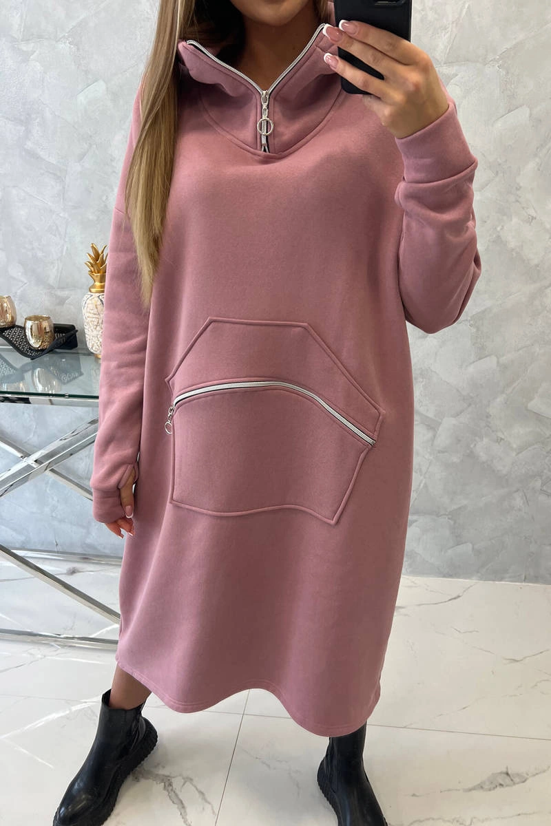 Insulated dress with hood navy pink