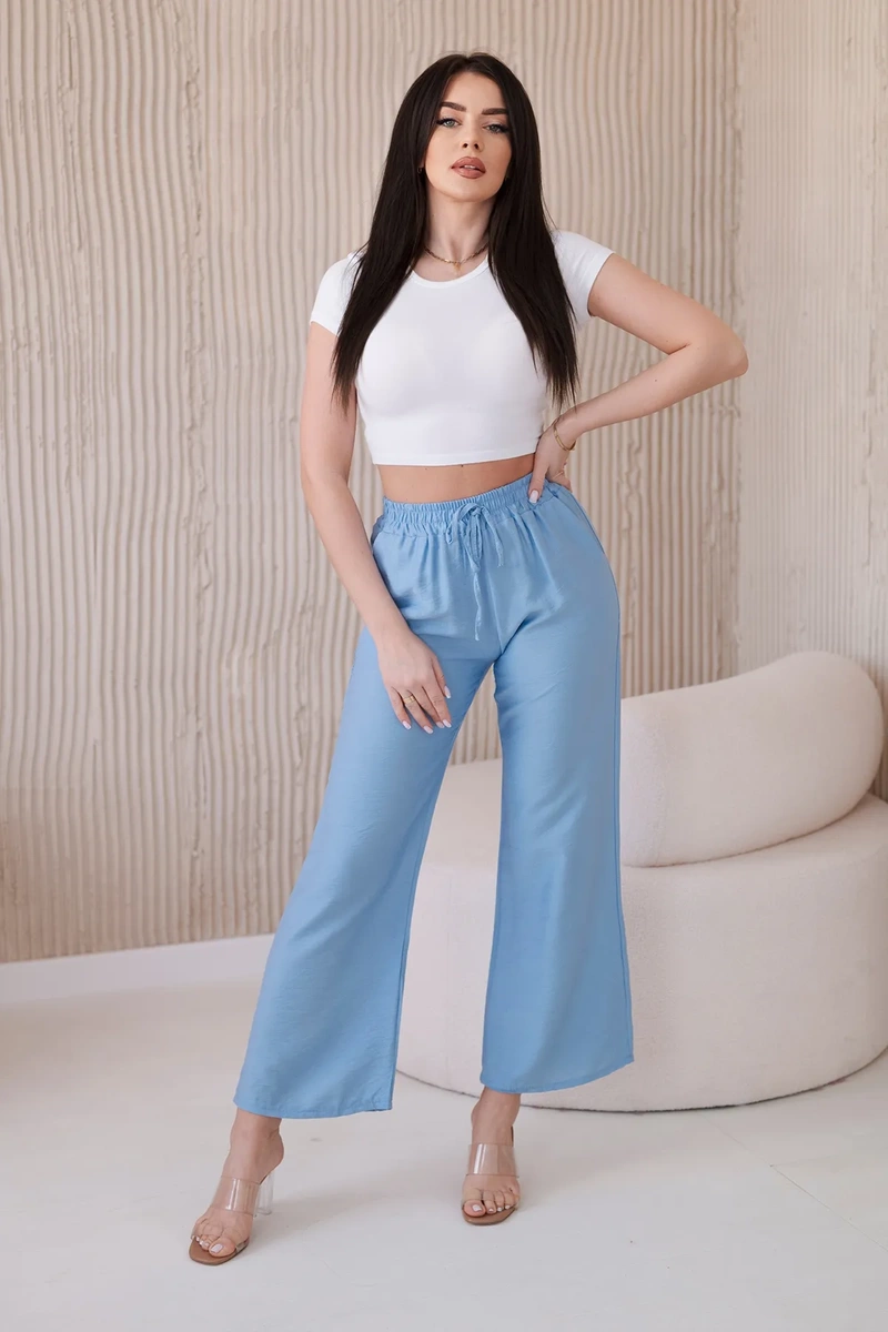 Viscose wide blue trousers