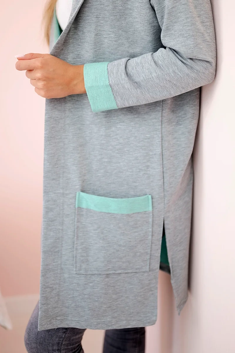 Two-tone cape with hood mint+gray