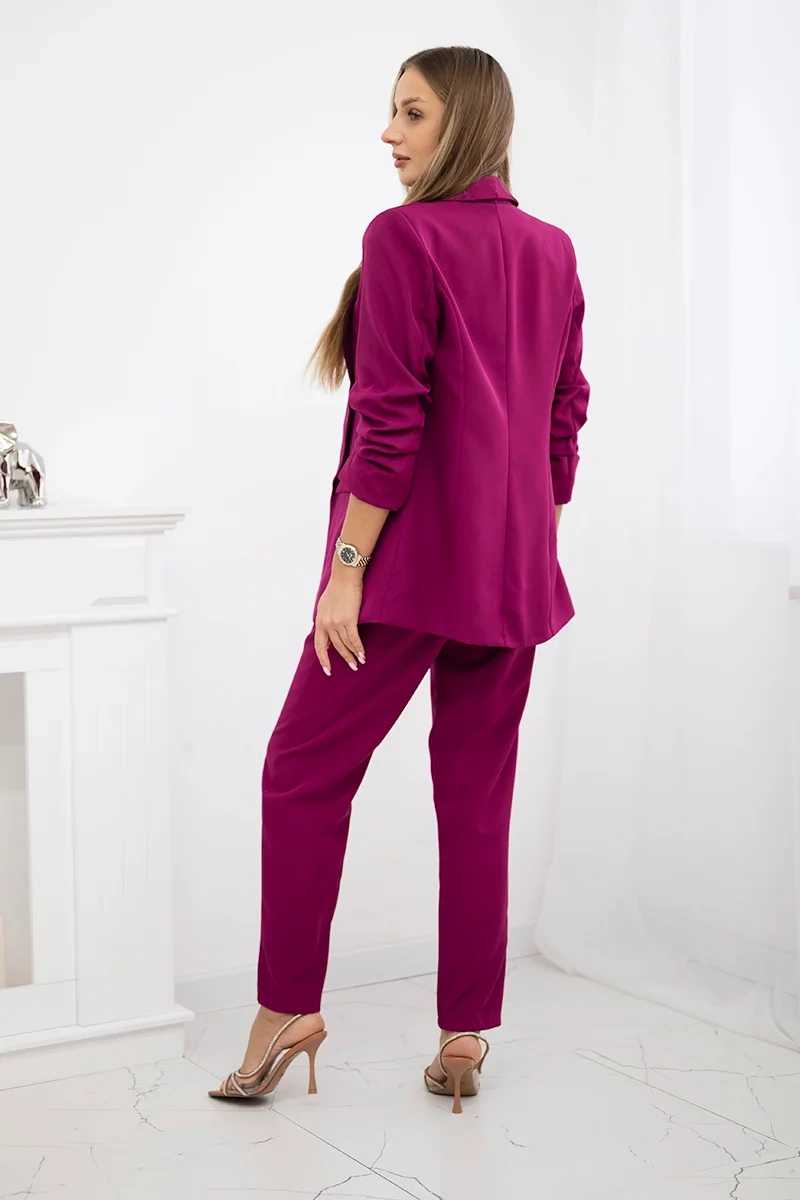 Włoski Elegant set of jackets and trousers plum