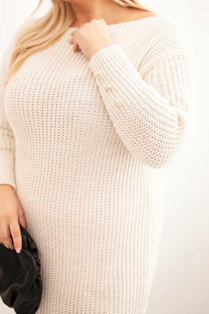 Kesi Włoski Plus Size women's sweater dress with mohair beige