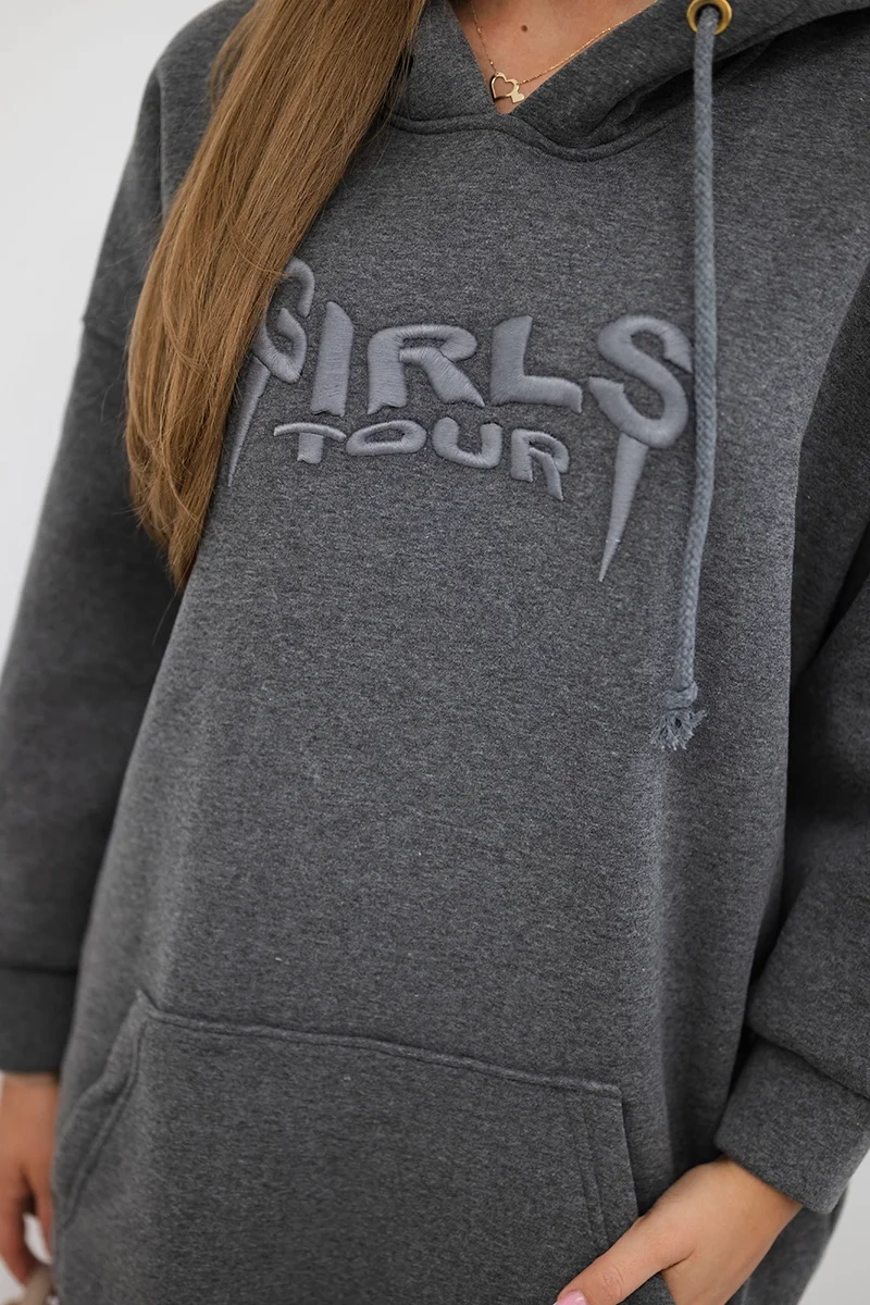 Insulated sweatshirt with embroidered oversize graphite inscription