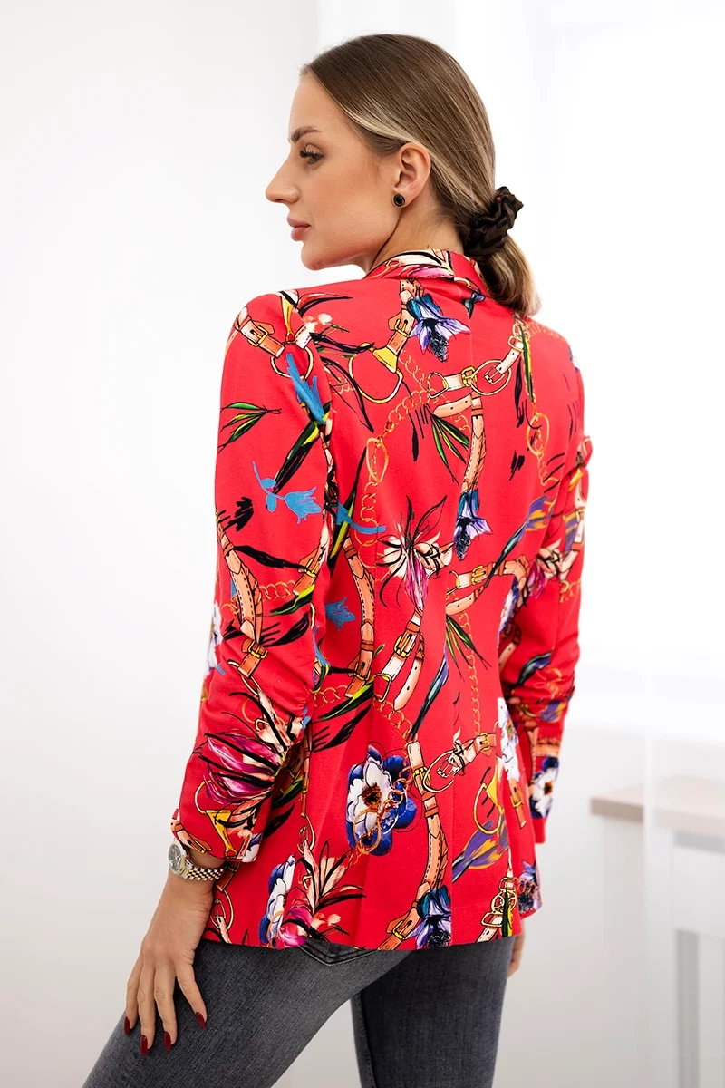Turecki Cotton jacket with a colorful print raspberry