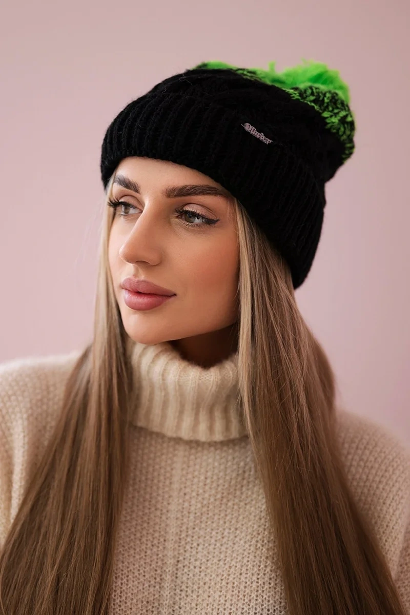 marka niezdefiniowana Čapica s fleece Ilona K218 čierna+zelená
