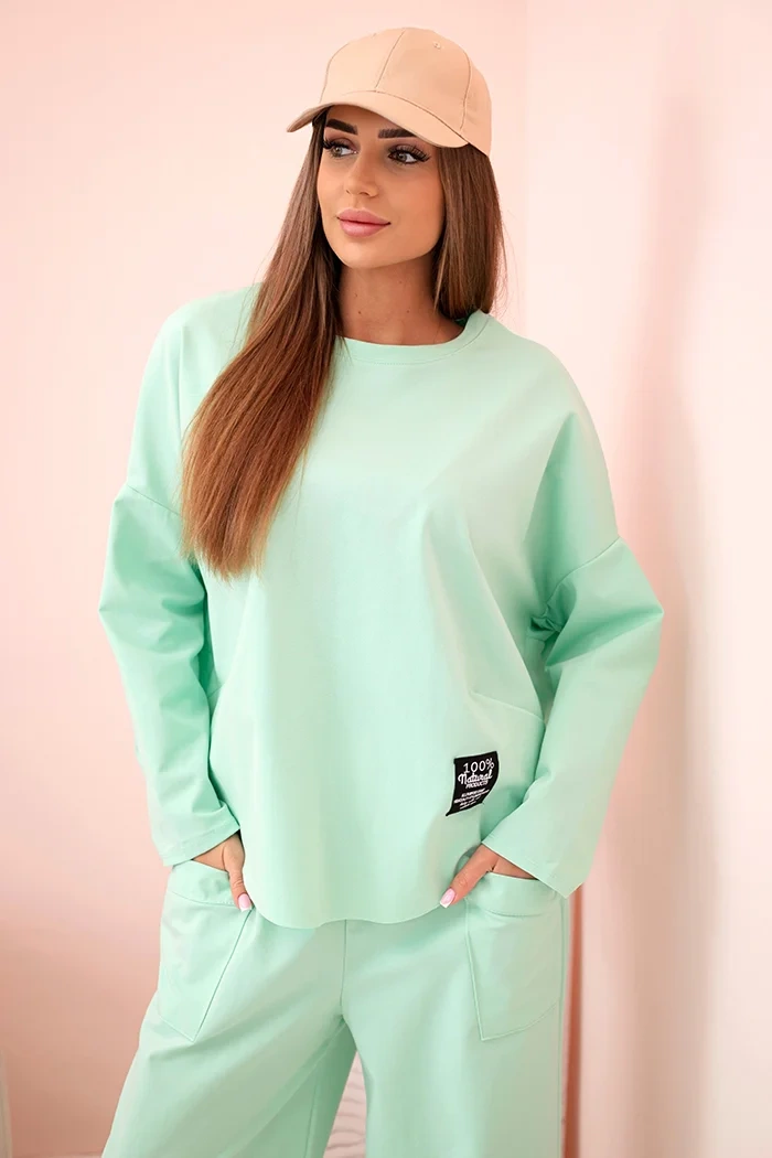 Kesi Włoski Set of new punto sweatshirt pants light mint