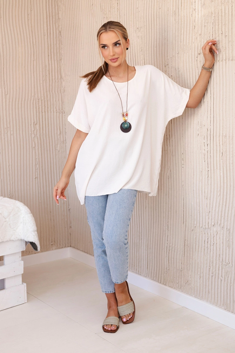 Oversized blouse with pendant light beige