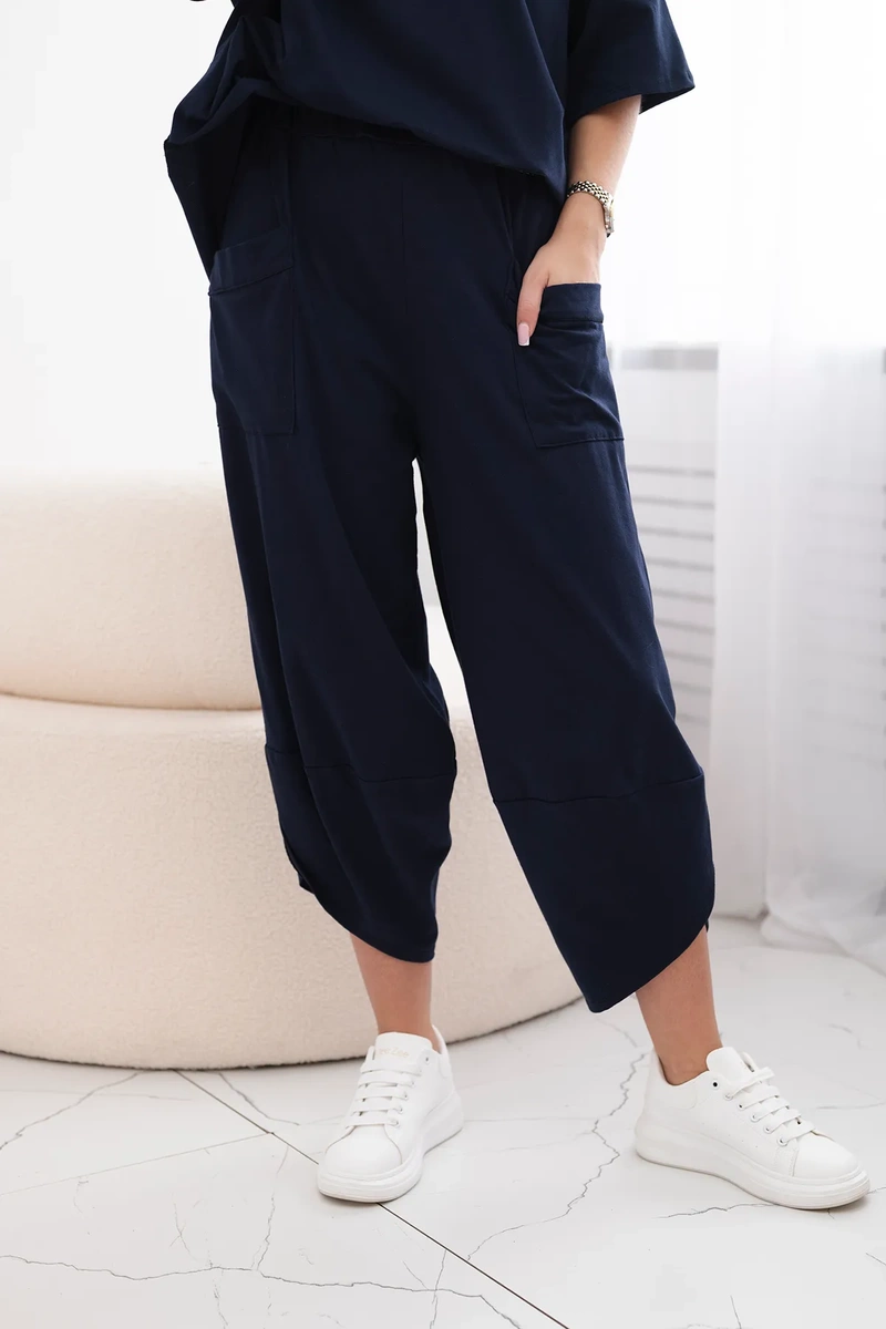 Kesi Włoski Cotton set blouse + trousers navy blue