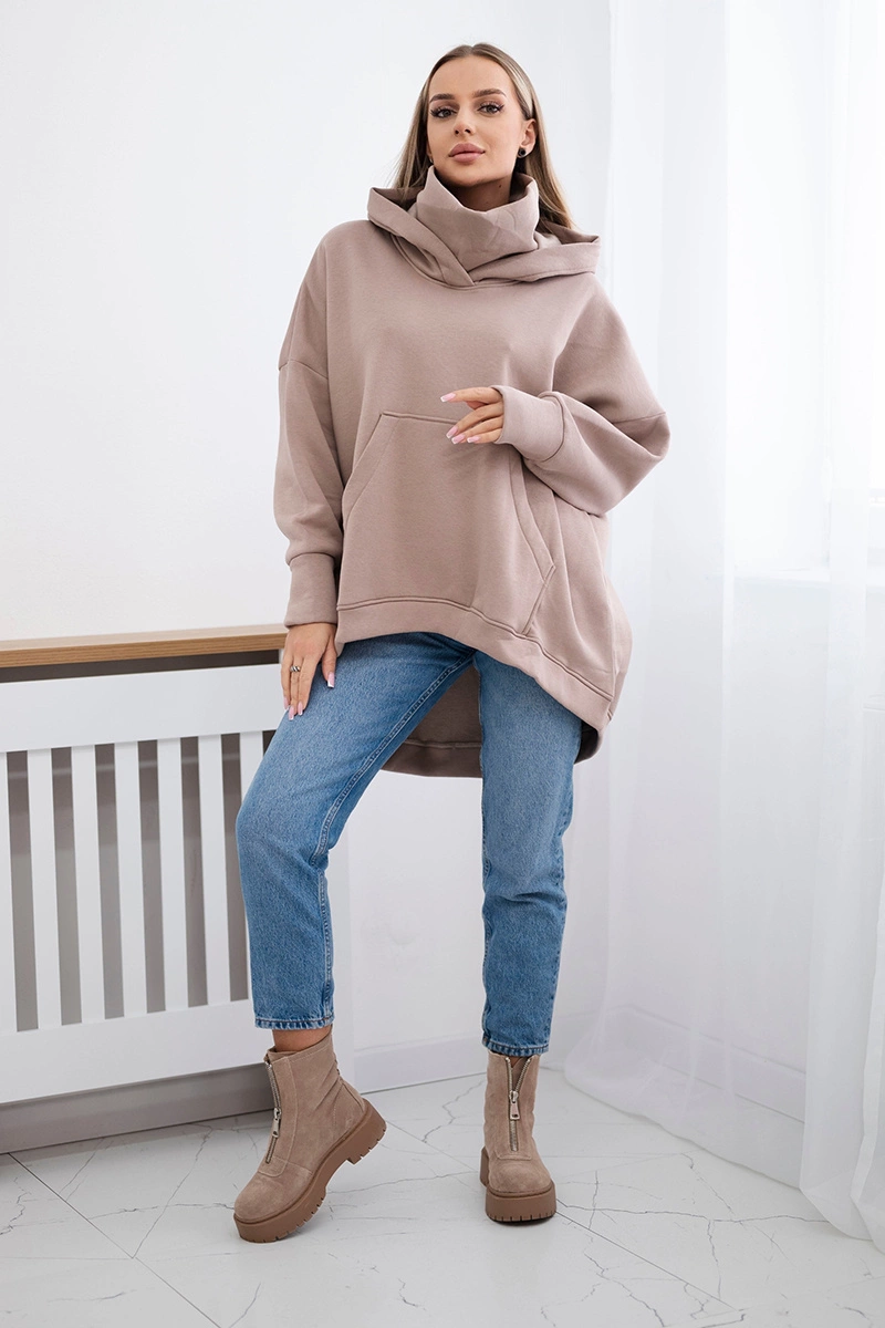 Oversize insulated sweatshirt dark beige