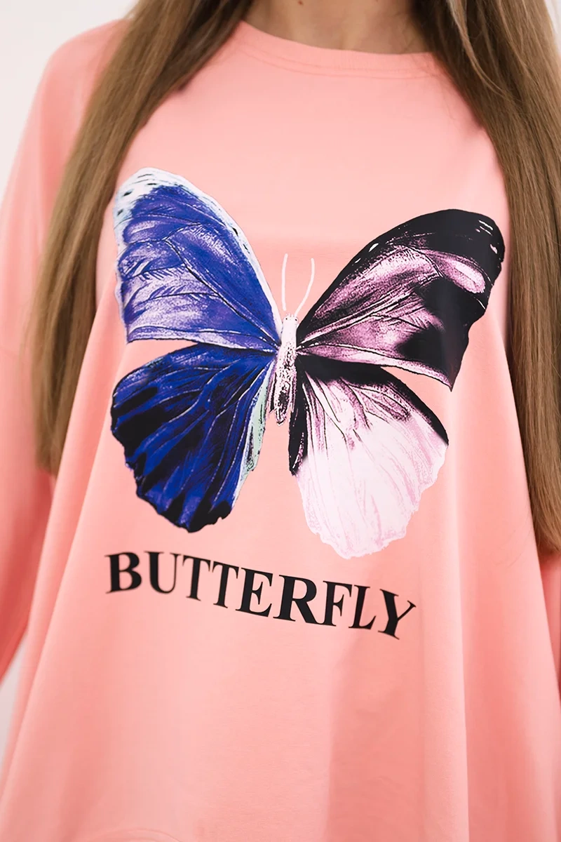 Blouse with oversize apricot print