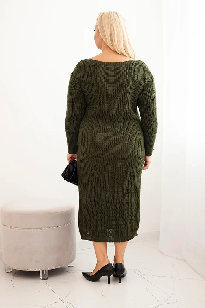 Kesi Włoski Women's Plus Size Sweater Dress with Mohair khaki