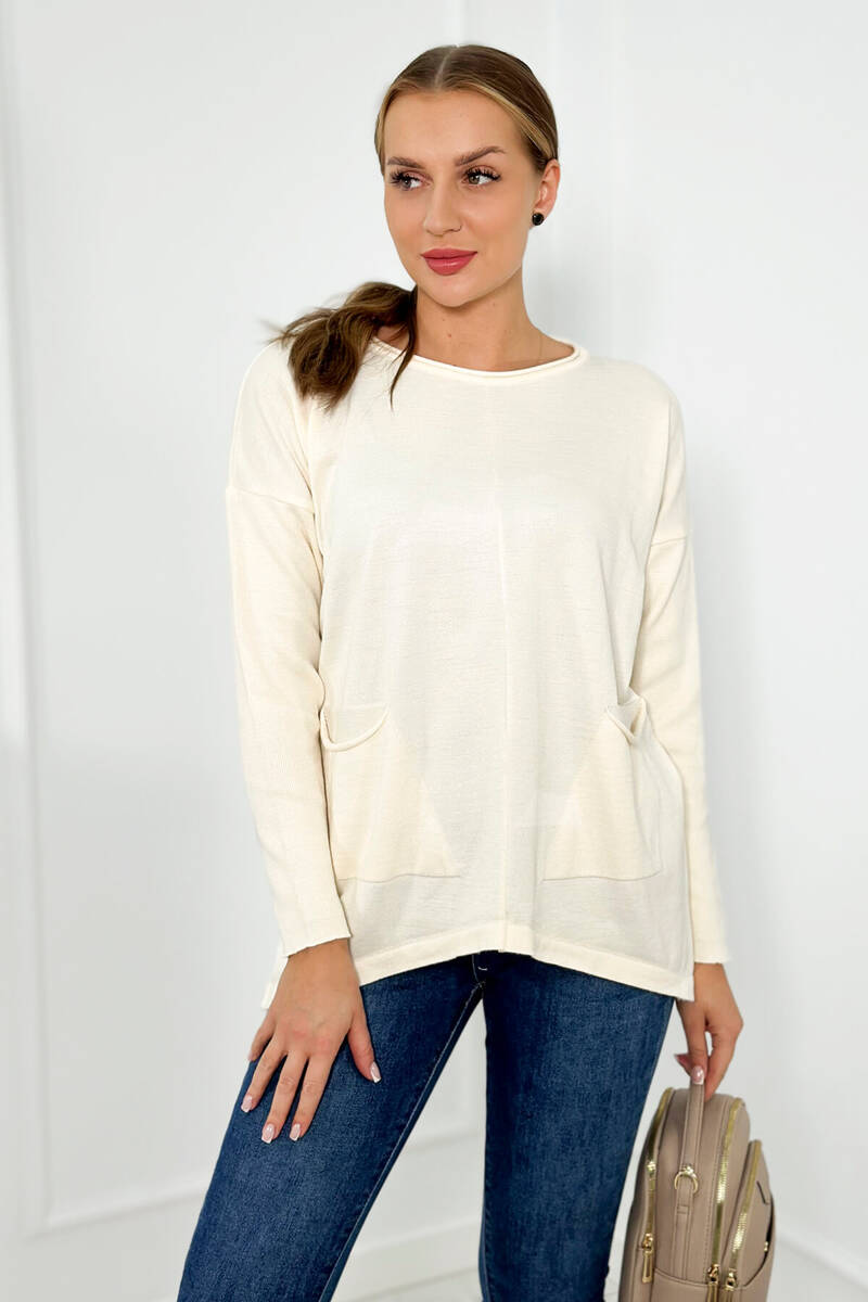 Sweater With Front Pockets Ecru