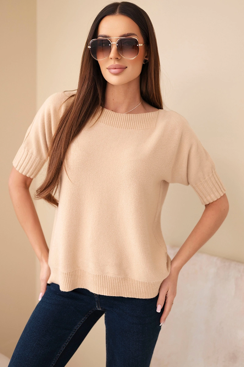 Dámský oversized svetr s krátkým rukávem