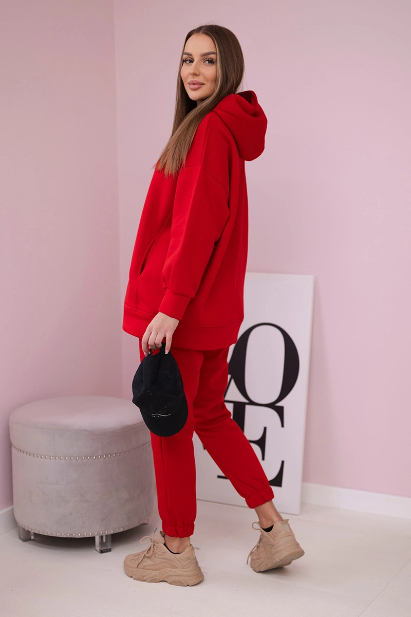 Insulated set with sweatshirt in red