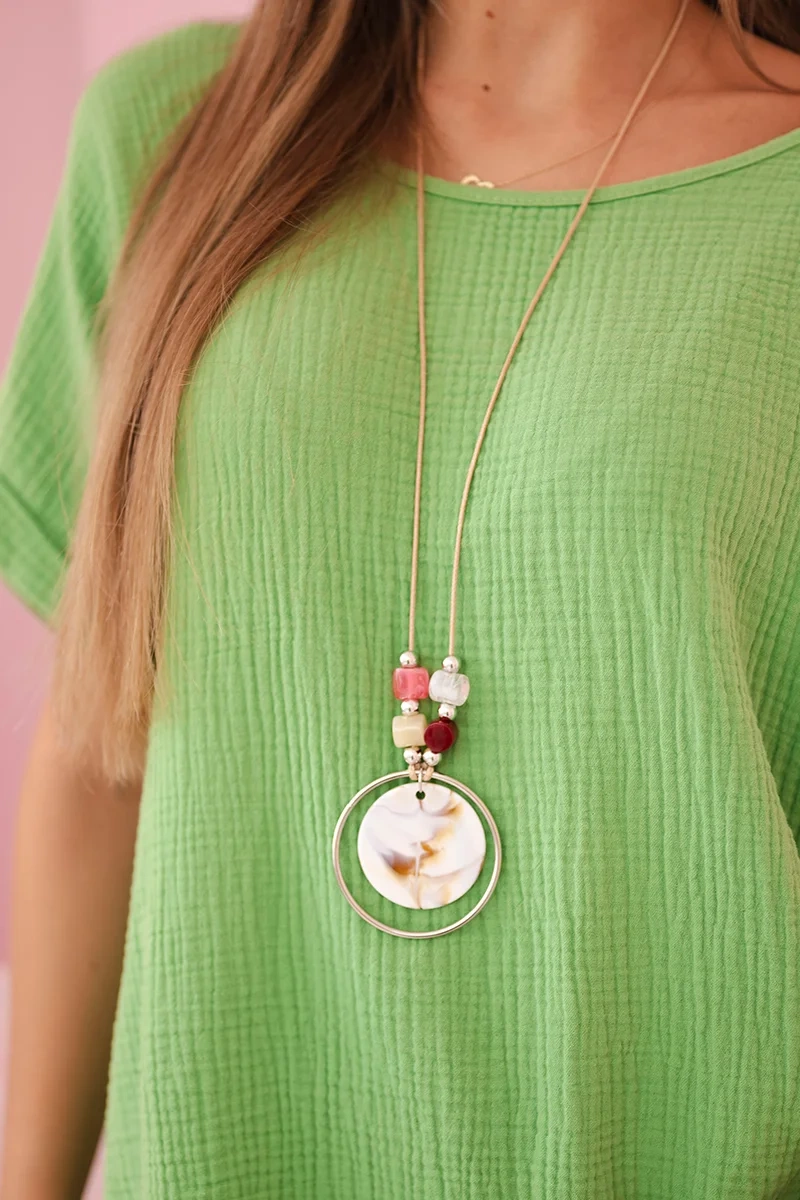 Kesi Włoski Muslin blouse with a necklace olive