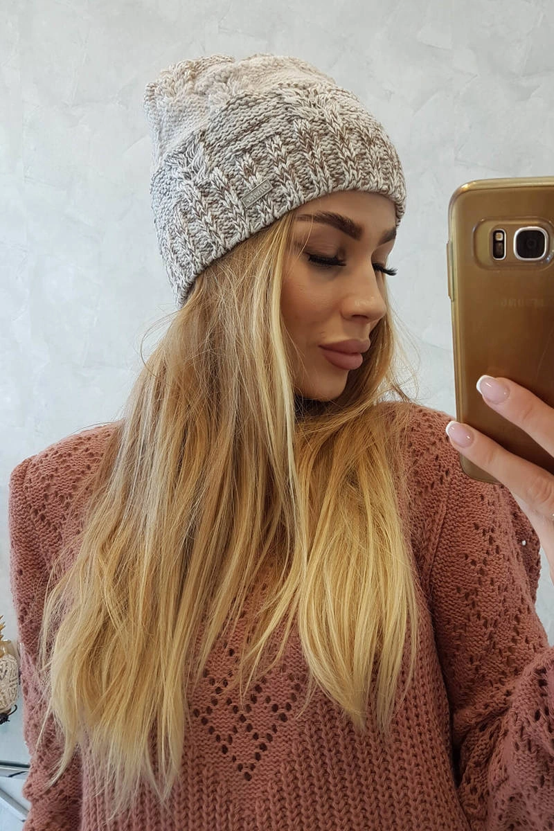Kesi Čapica s fleece Dolores K303 hnedá+svetlo béžová+tmavo béžová
