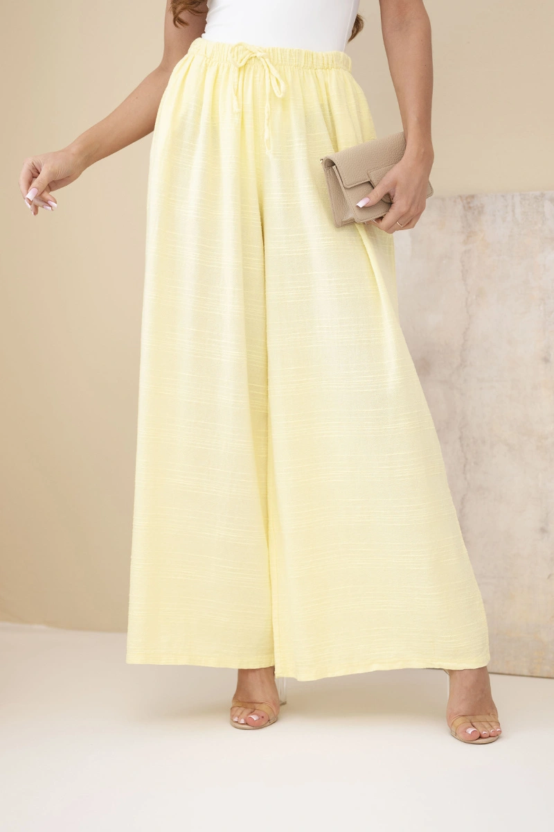Жълти дамски широки памучни панталони Kesi