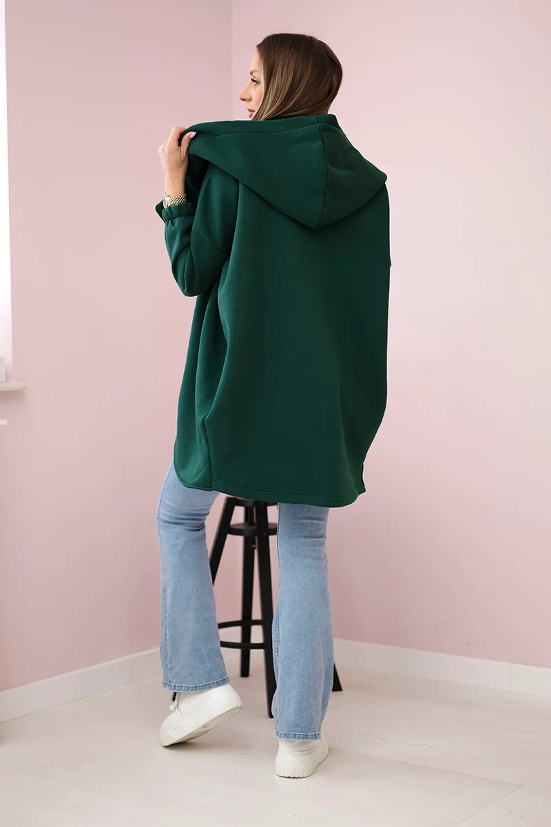 Sweatshirt with short zipper - dark green