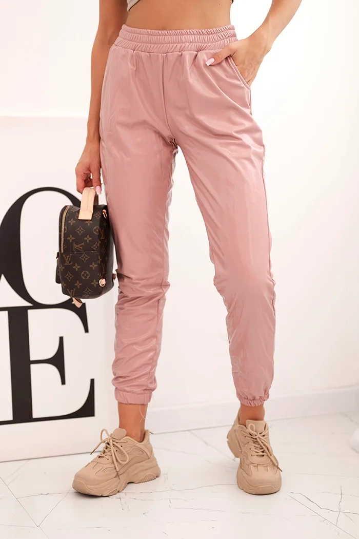 Double-layer trousers with navy pink velour