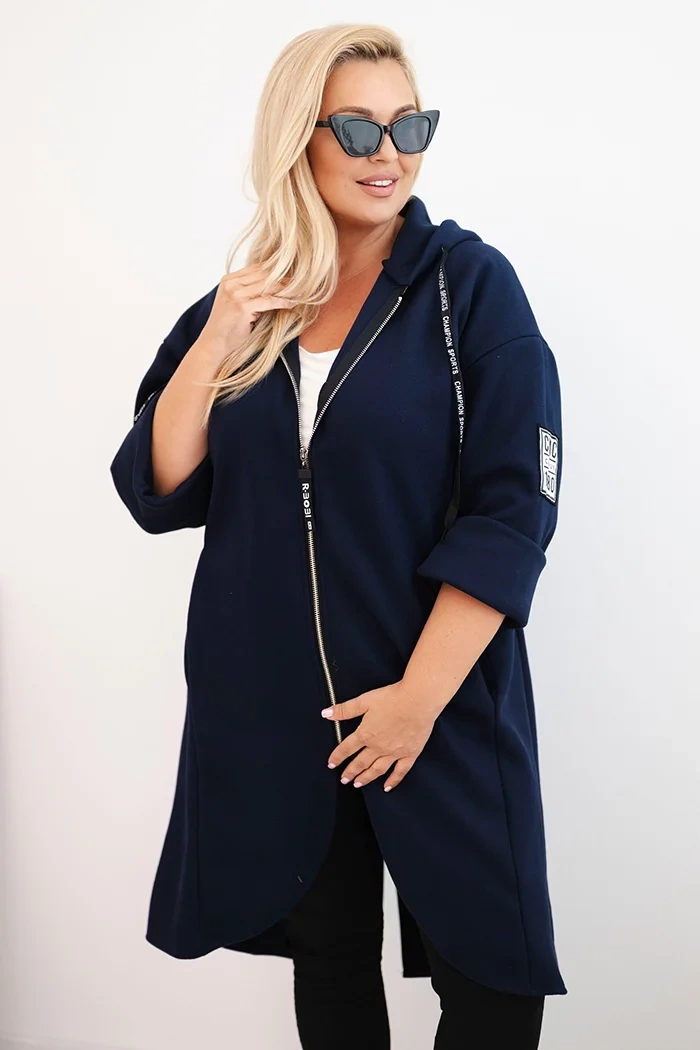 Kesi Włoski Elegant Plus Size womens coat with a collar and large pockets fango