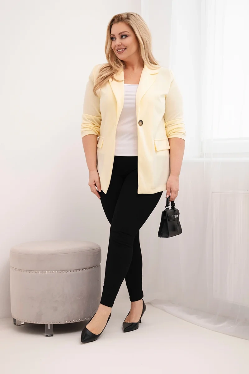 Kesi Włoski dámske plus size sako citrónové