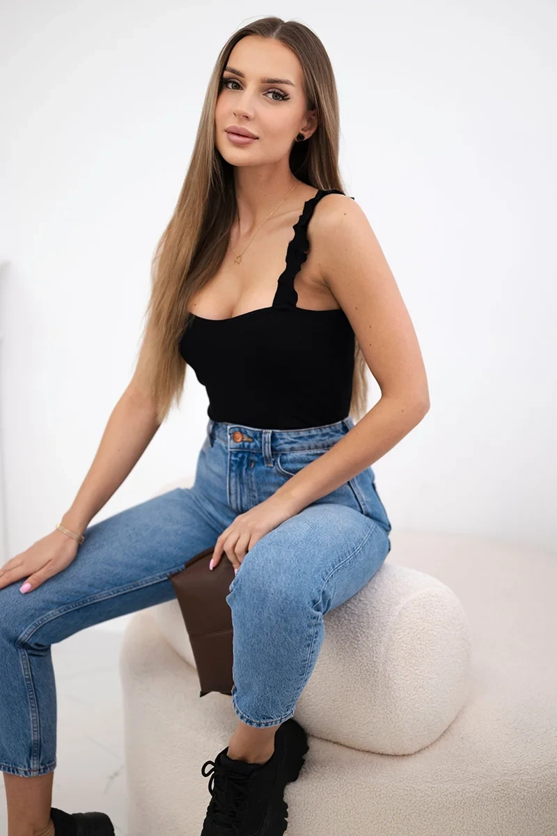 Black nude blouse with straps