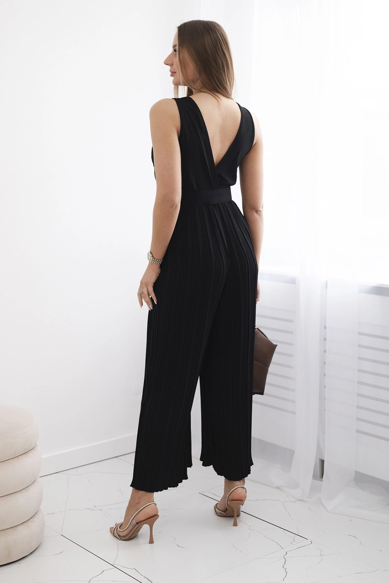 Kesi Włoski Pleated viscose jumpsuit black