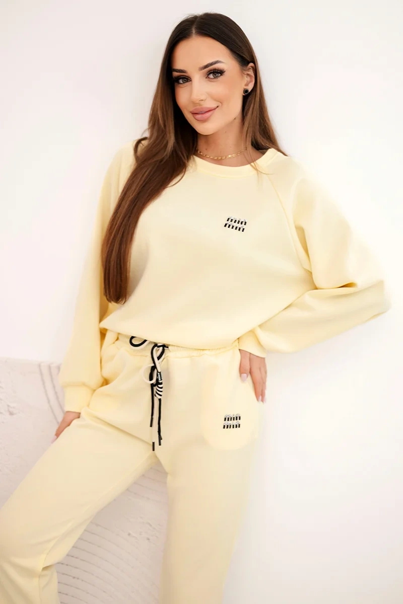 Kesi Włoski Komplet dámsky maslový z viskózy s mikinou a nohavicami žltý