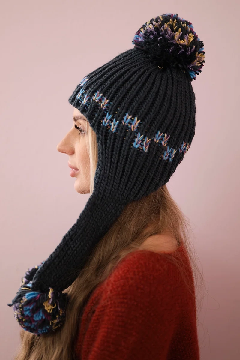 Women's cap with long ears Nadia K321 graphite