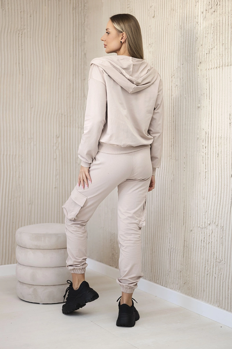 Set 3in1 sweatshirt + top + trousers light beige