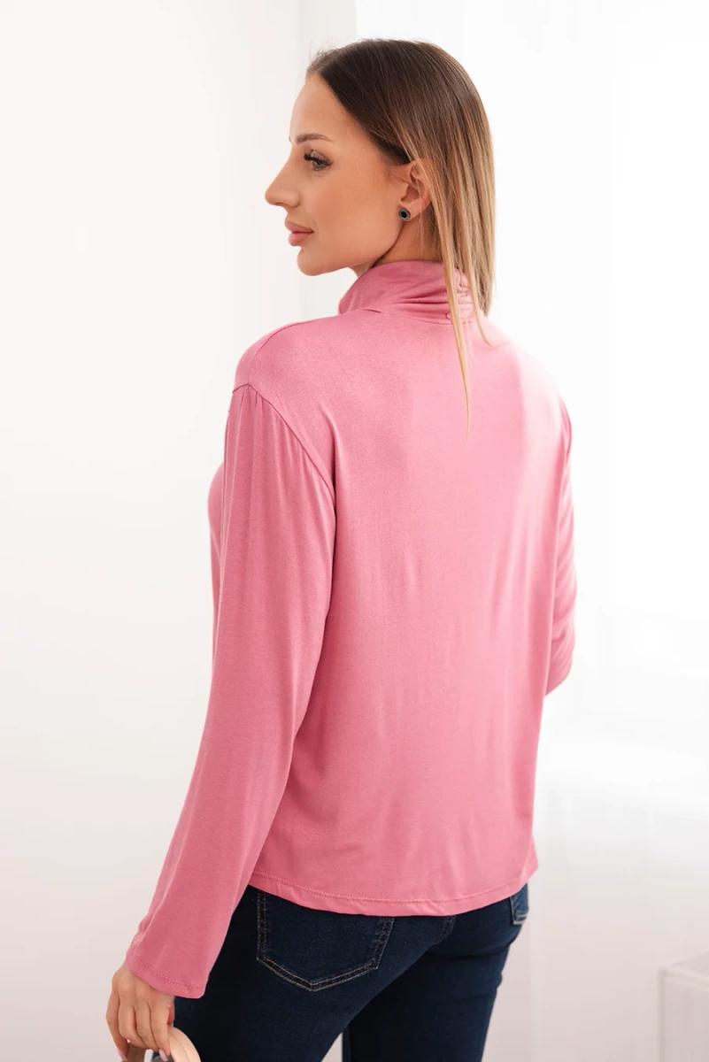 Kesi Włoski Women's viscose blouse with a turtleneck and long sleeves dark pink