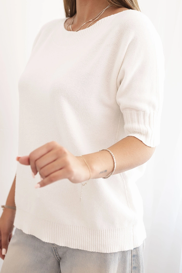Kesi Włoski Women&#039;s short-sleeve viscose sweater ecru