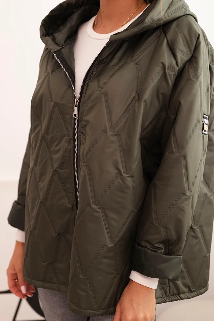 Kesi Włoski Women's quilted jacket with a hood khaki