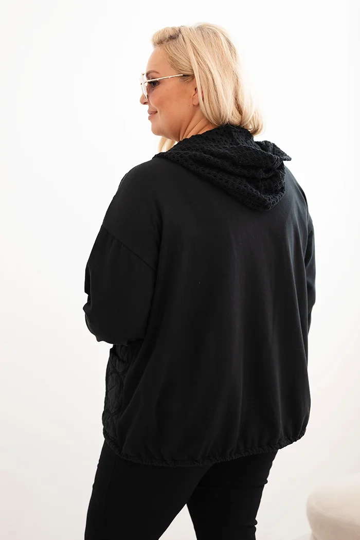 Kesi Włoski Women's Plus Size cotton zip-up sweatshirt black