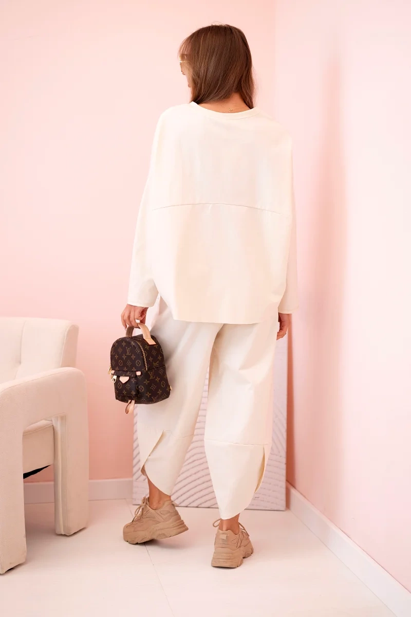 Set of sweatshirt and pants punto light beige