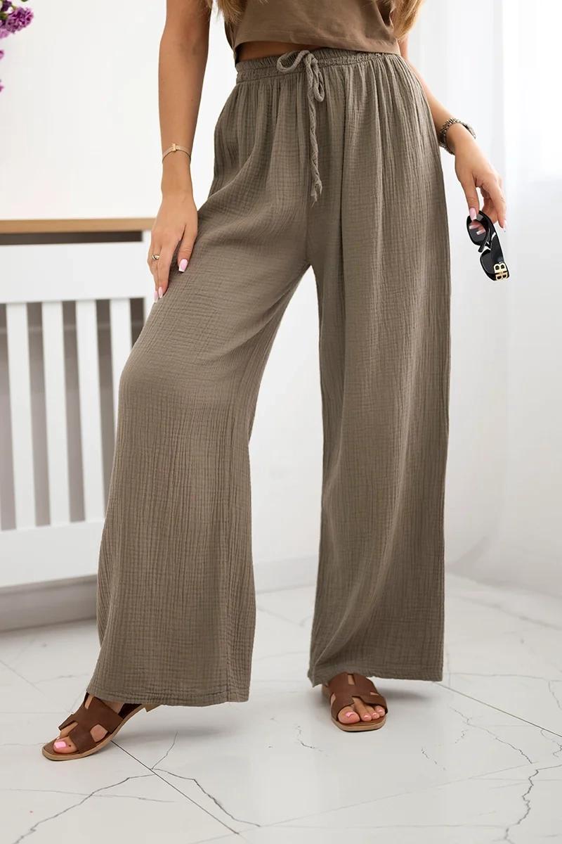 Kesi Włoski Muslin pants with a wide leg fango