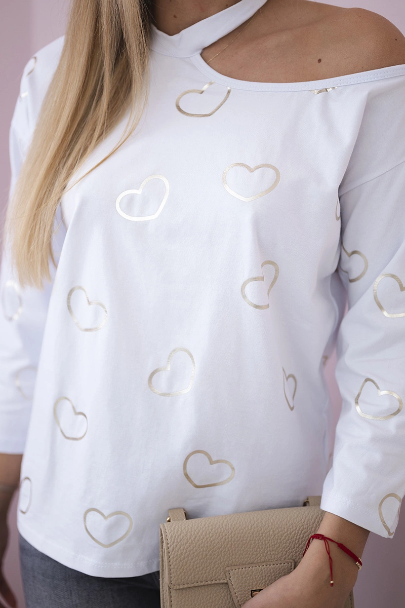 marka niezdefiniowana Blouse with a print of hearts white