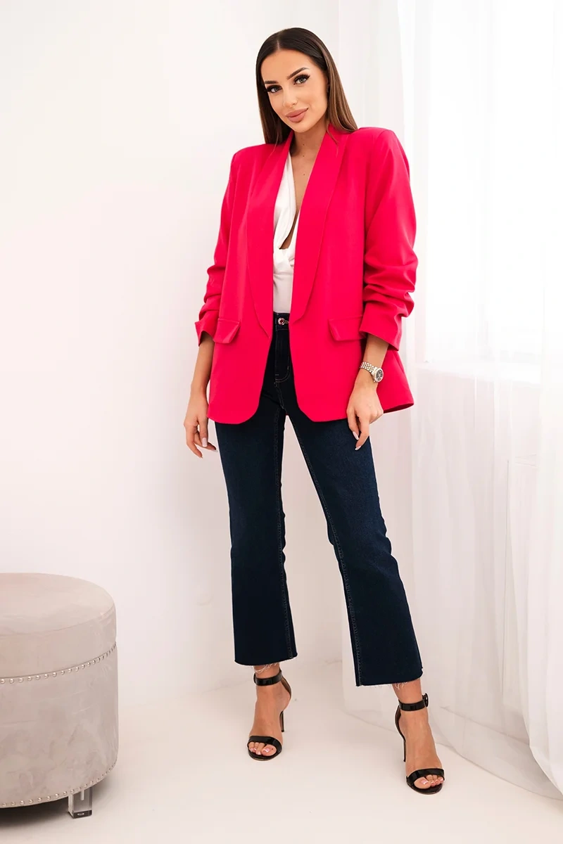 Elegant jacket with fuchsia-coloured lapels