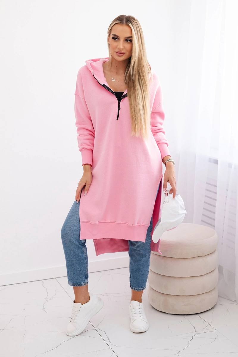 marka niezdefiniowana Insulated sweatshirt with slits on the sides light pink