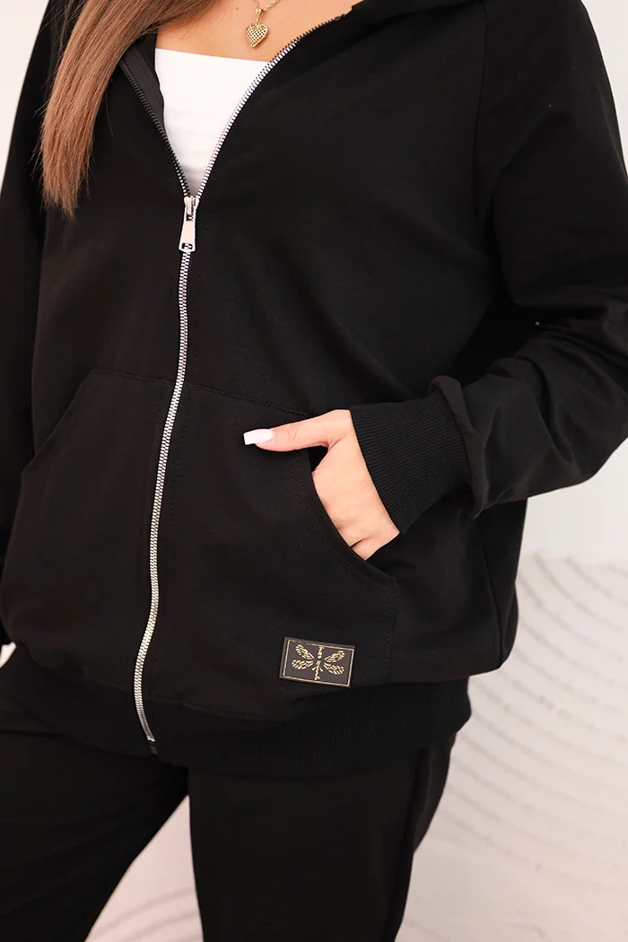 Polski Women&#039;s cotton set with a hood and zipper black