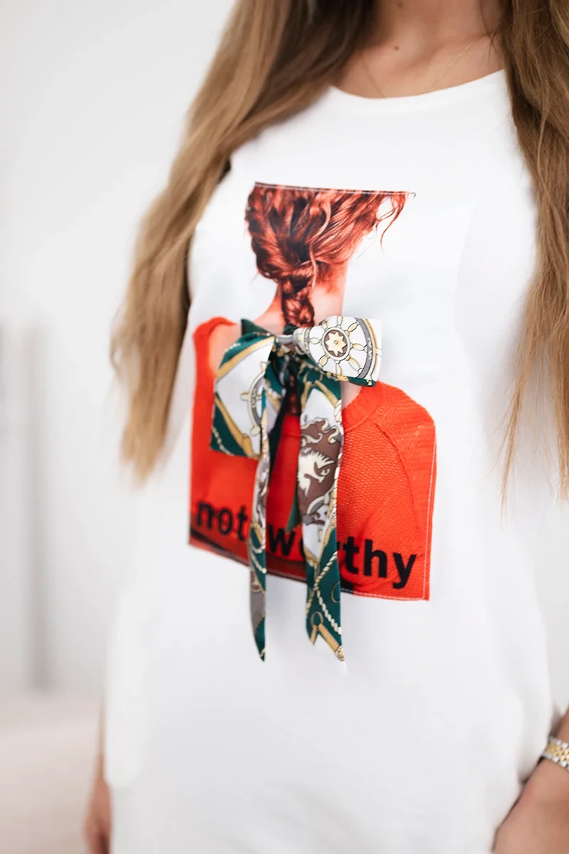 Dress with 3D graphics Remarkable ecru