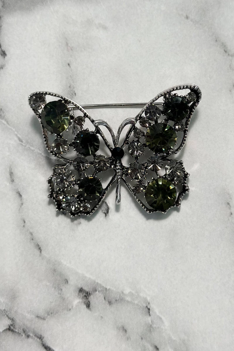 Butterfly Brooch A-2-21-7 green + silver