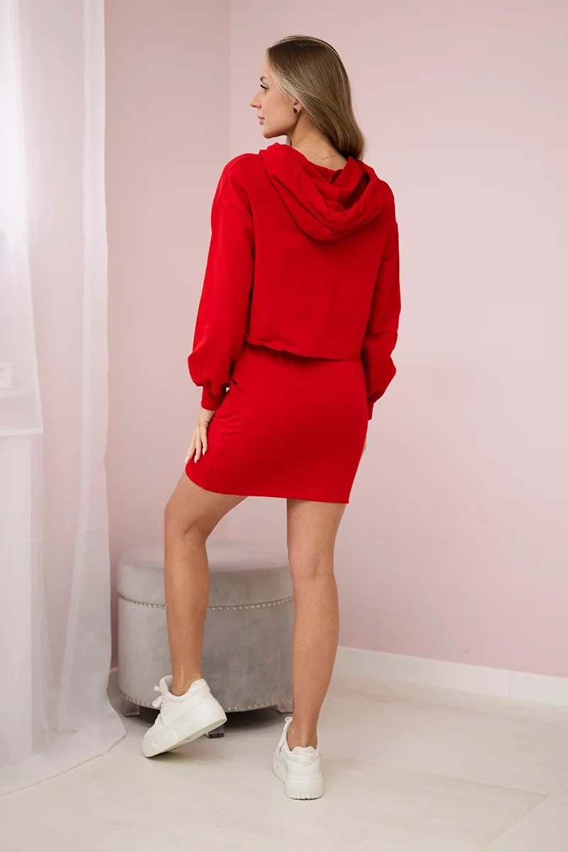 Set of sweatshirt with red skirt