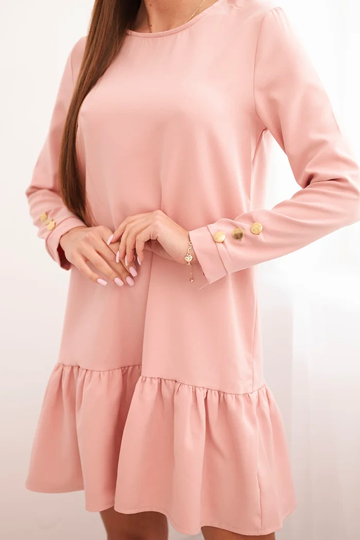 Ruffle dress in dark powder pink