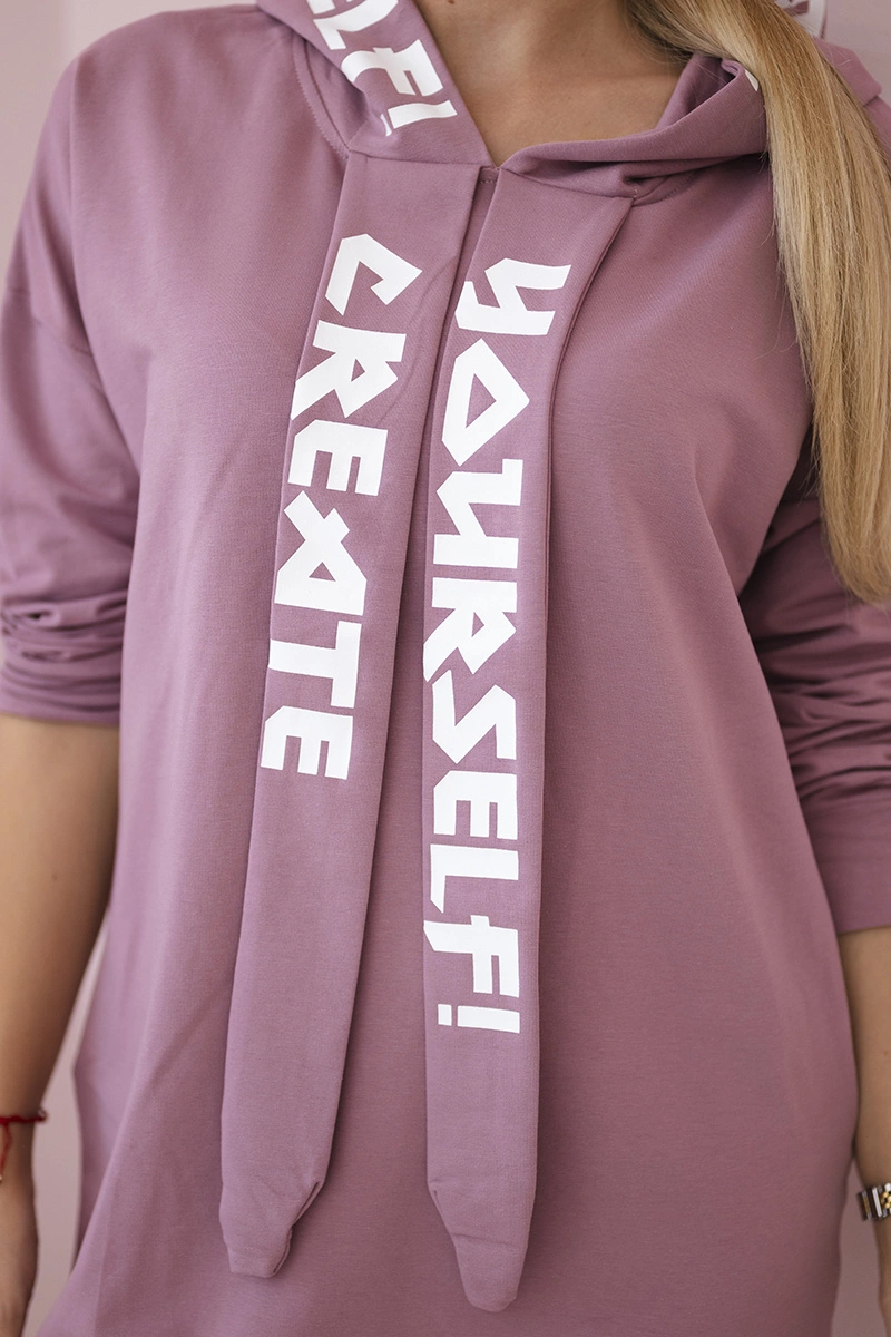 Oversize hooded dress dark pink