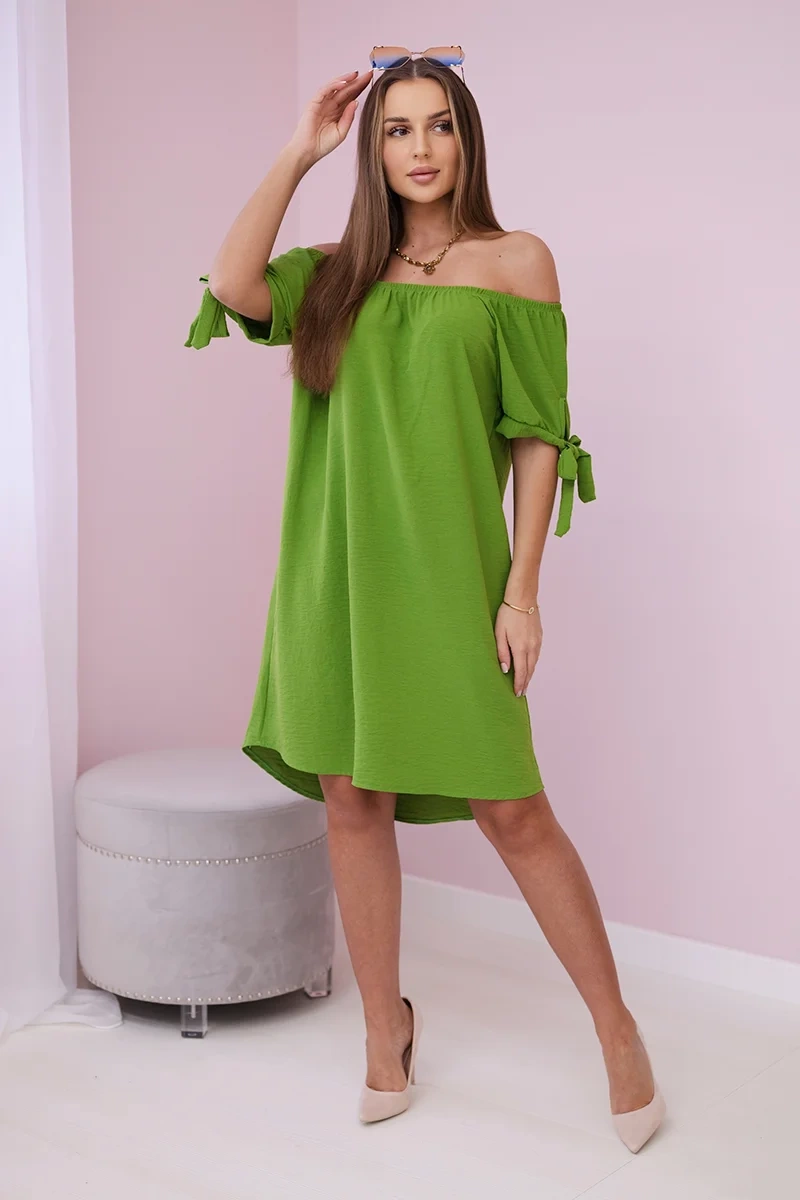 Włoski Dress tied on the sleeves mint olive