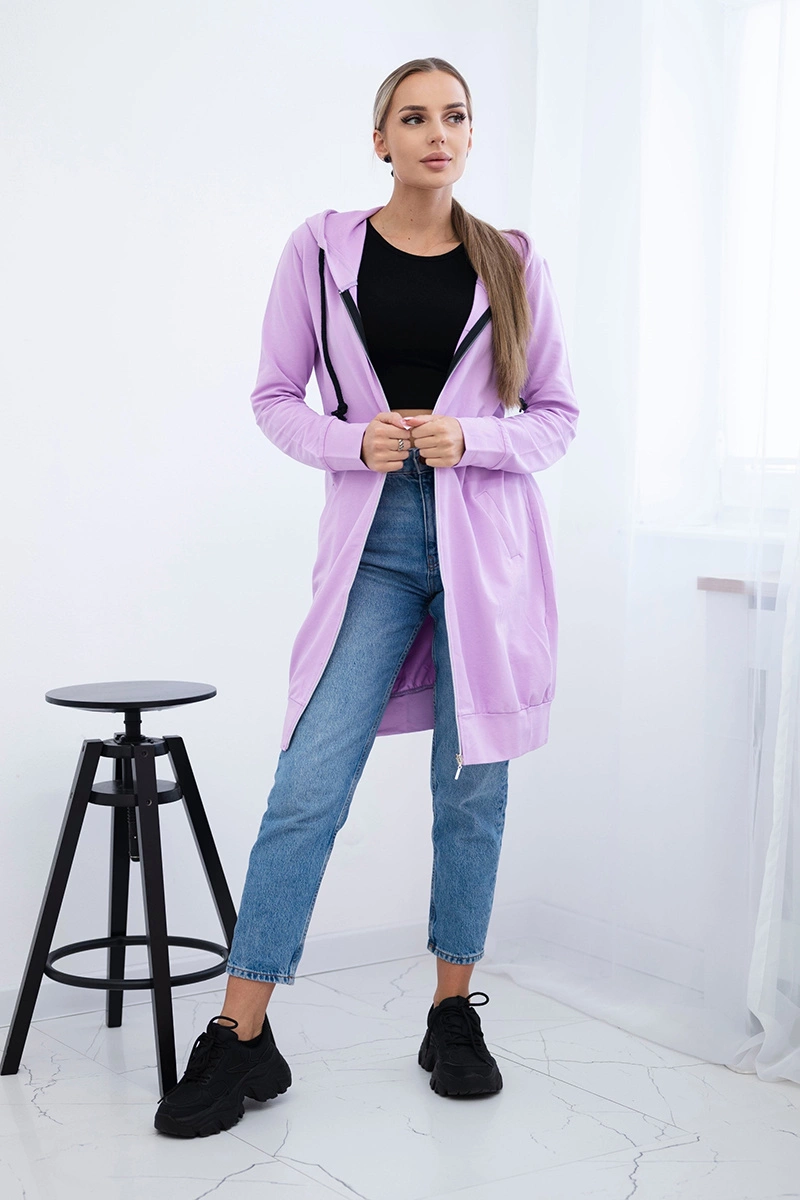 Dress with hood and hood of purple color